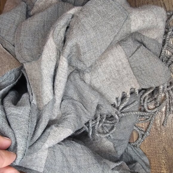 NWT!! Yohji Yamamoto 100% Laine Wool Checkered Plaid Boucle Double Scarf Wrap - Picture 3 of 10